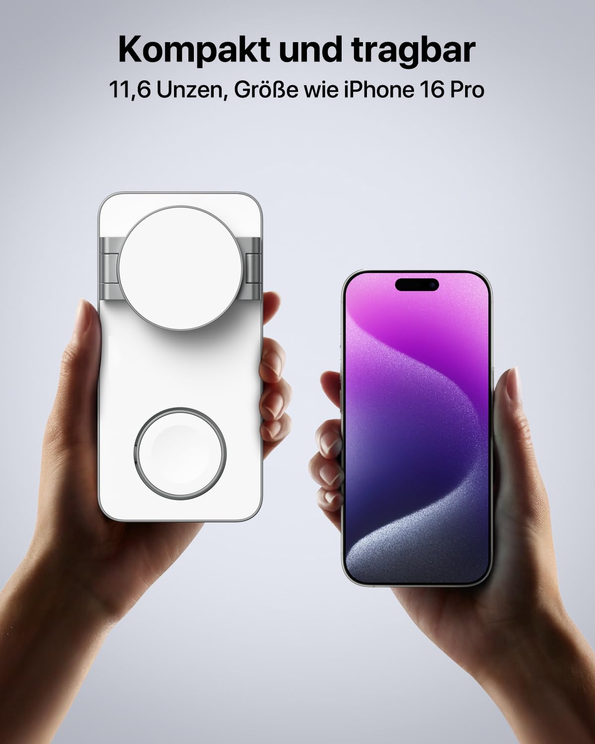 Kompatibel mit Magsafe Ladegerät,QTlier Ladestation Apple Watch und iPhone Kompatibel mit iPhone 16/15/14/13/12 Serie,Mag Safe Ladestation für Apple Watch 10/9/8/7/6/5/4/SE und AirPods 3/2/Pro (Weiß)