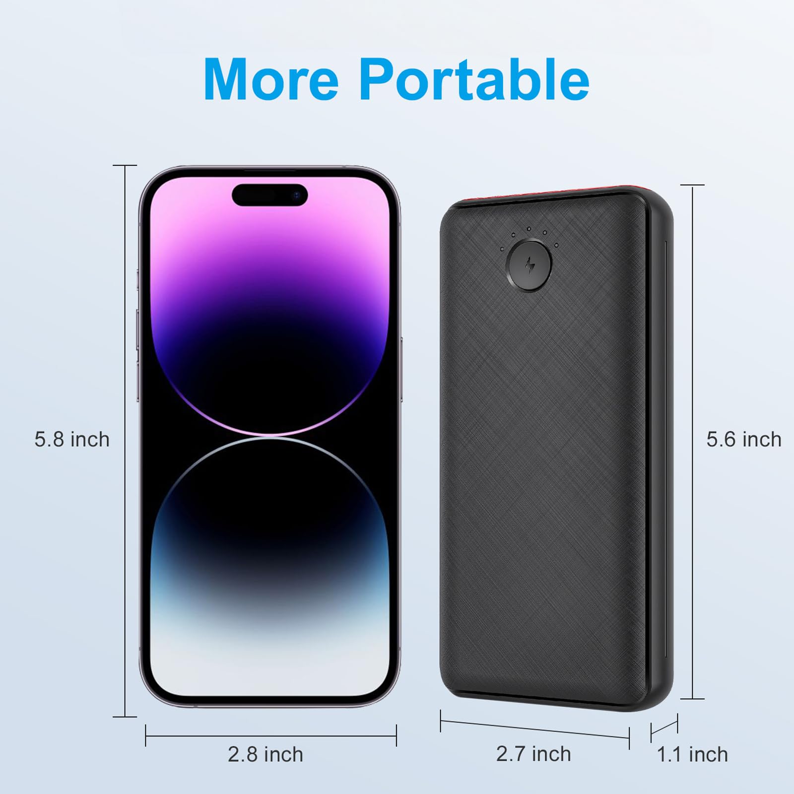 JIGA Power Bank 27000mAh 22,5W Externer Akku PD 20W USB C Powerbank mit Taschenlampe, Tragbares Ladegerät Kompatibel mit iPhone 15 14 13 12 Pro Samsung Huawei iPad