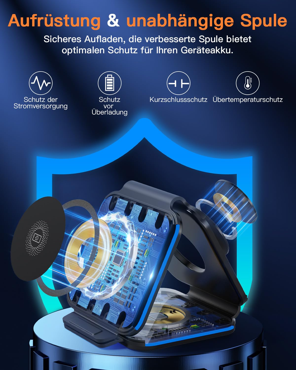 ZUMSEY 3 in 1 Faltbare Kabellose Ladestation, Induktive Ladestation für Apple Watch und iPhone, Wireless Charger für iPhone 16 15 14 13 12 11 Pro Max, für iWatch 10/9/Ultra/8/7/6/SE/5/4/3/AirPods