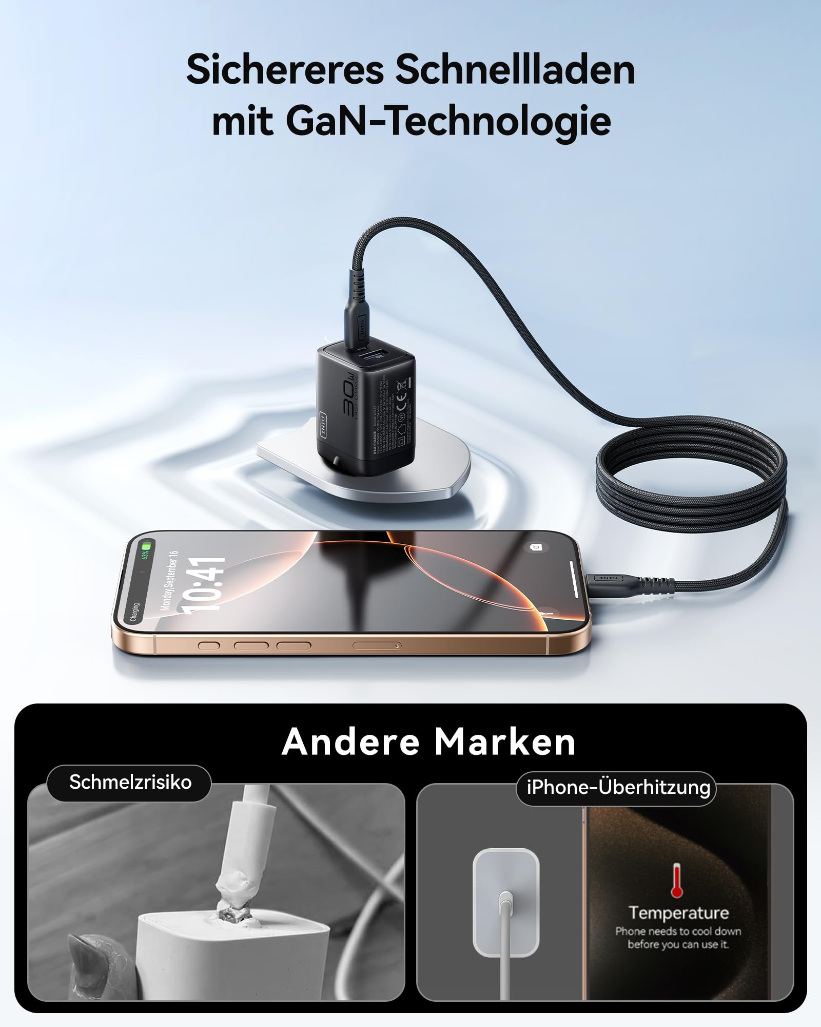INIU 30W USB C Ladegerät 2-Pack, [USBC + USBA] Schnellladegerät mit Kabel, GaN PD Mehrfach Netzteil, USB C Charger für iPhone 16 15 Pro Max, iPad Pro, MacBook Air, Galaxy S25 S24 S23 Ultra, Google etc