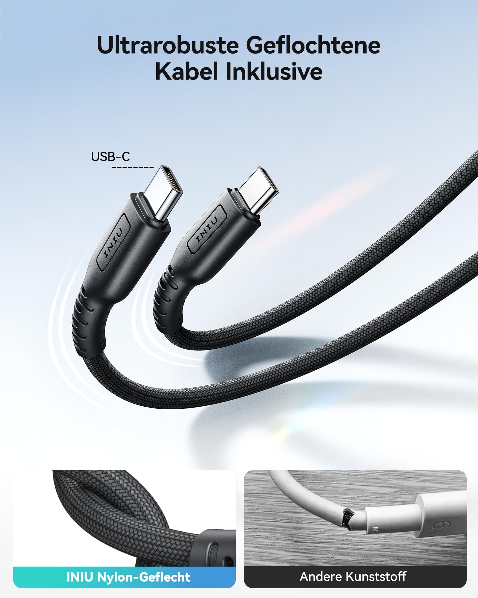 INIU 30W USB C Ladegerät 2-Pack, [USBC + USBA] Schnellladegerät mit Kabel, GaN PD Mehrfach Netzteil, USB C Charger für iPhone 16 15 Pro Max, iPad Pro, MacBook Air, Galaxy S25 S24 S23 Ultra, Google etc