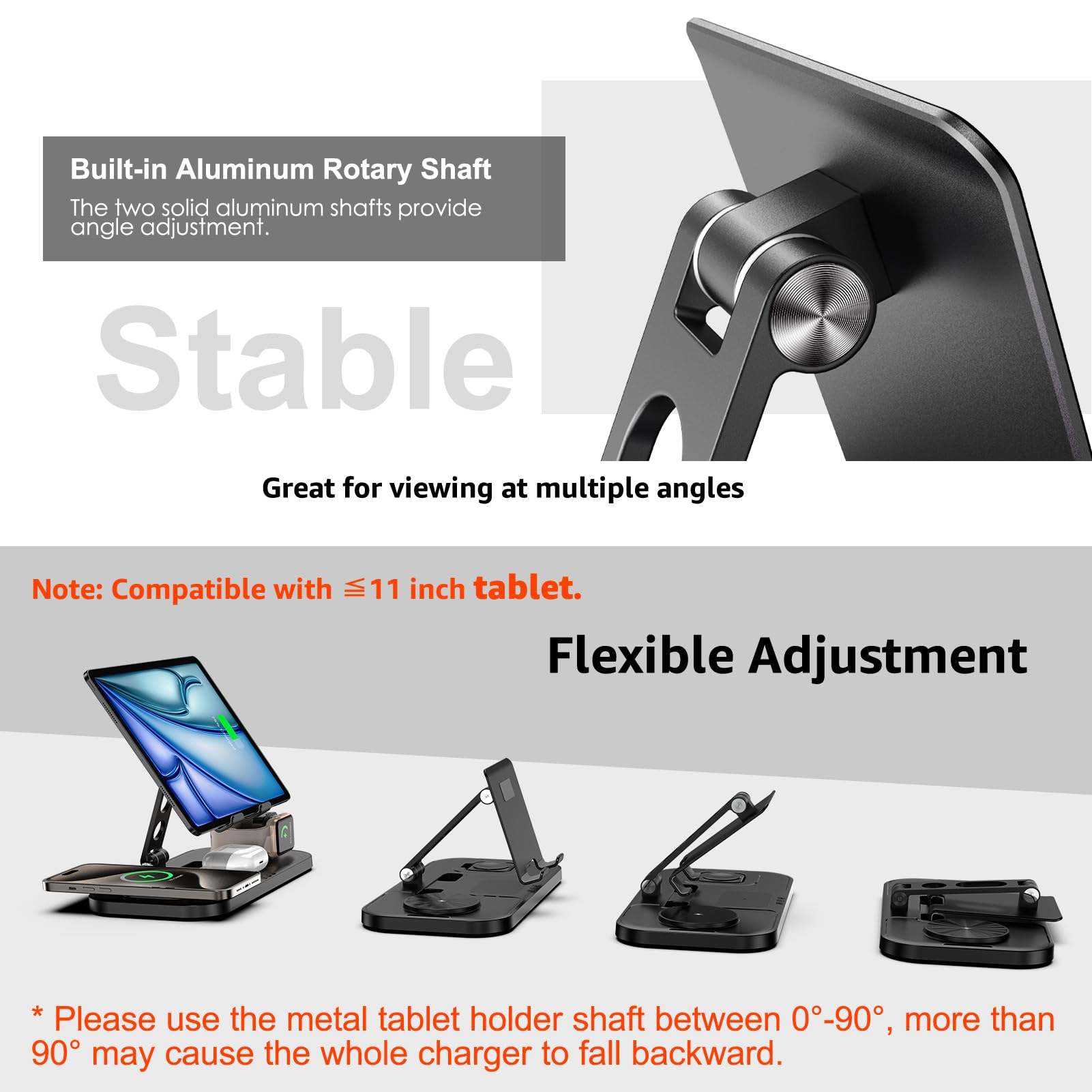 kabelloses Ladegerät für Apple, 4 in 1 Drahtlose Ladestation für iPhone 16/15/14/13/12/11, Ladestation für Apple Watch 10/9/8/7/6/SE, Ladegerät für AirPods 4/Pro, iPad, 2 Ladekabel Enthalten (Schwarz)