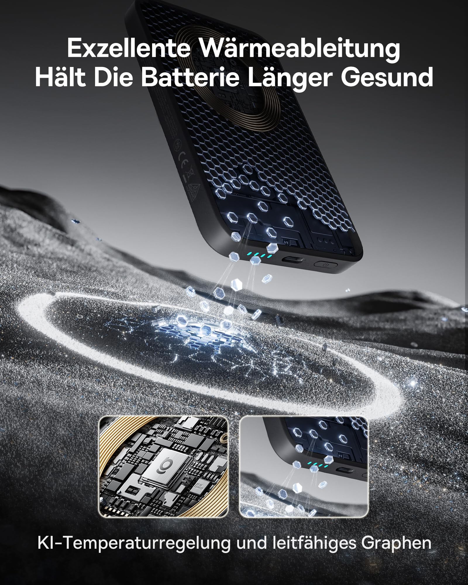 Baseus Enerfill MagSafe Powerbank 10000mAh 22.5W Magnetische Power Bank USB C, Kabellose Externe Handyakkus Wireless Mini Powerbank Kompatibel mit iPhone 16/15/14/13/12/Pro/Pro Max Serie, Schwarz
